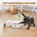 Potaroma Cat Toys 3in1 Automatic Interactive Kitten Toy, Fluttering Butterfly, Moving Feather, Track Balls, Dual Power Supplies, USB Powered, Indoor Exercise Kicker (Bright White)