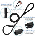 Strong Slip Rope Dog Training Leash (4ft) - Heavy Duty Durable Braided Nylon Lead with Rubber Stopper & Padded Handle - Large Medium Small Dogs No Pull Walking (Black, 1/2" x 4ft)