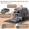 XXXL Stainless Steel Litter Box with Lid, Extra Large 28" Lx20 Dx18.1 H Litter Box for Big Cats, Enclosed Jumbo Metal Li