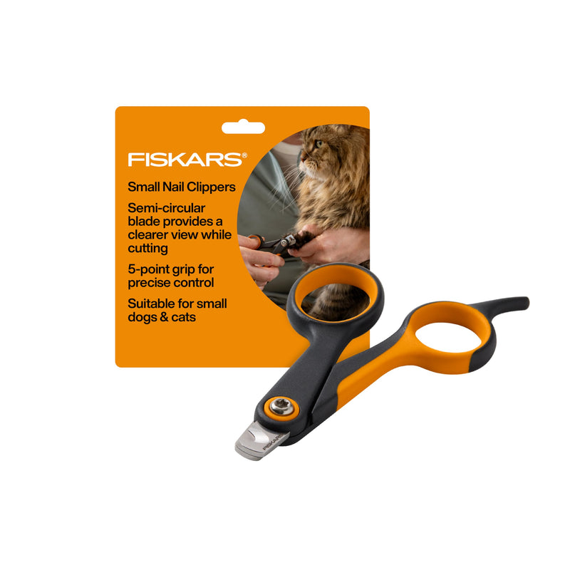 Fiskars Pet Small Pet Nail Clippers, Cat and Dog Nail Trimmers for Grooming, Pet Supplies with Precision Stainless Steel Blades & SoftGrip Handle, 4.25”, Orange/Black