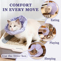 Tensho Flower Soft Cone for Cats, Purple Adjustable Elizabethan Collar