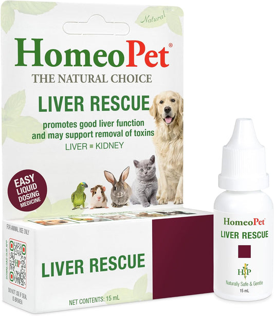 HomeoPet Liver Rescue, Safe and Natural Liver-Support Supplement for Cats, Dogs, and Other Small Animals, 15 Milliliters
