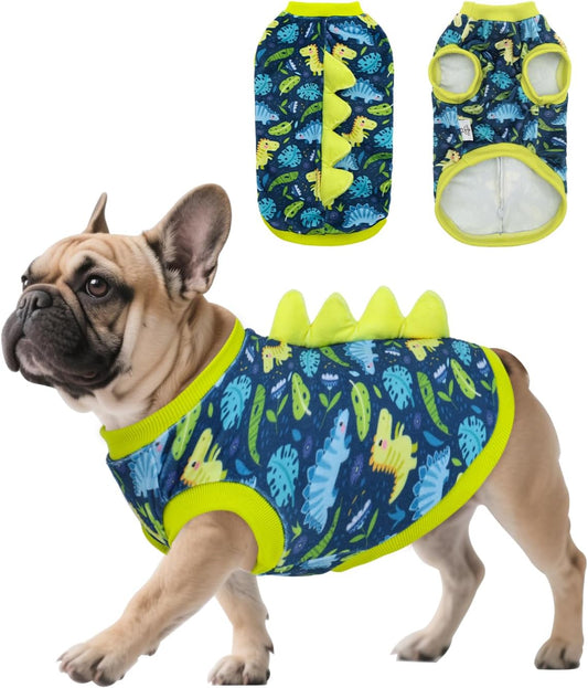 CuteBone Dinosaur Costume Dog Shirt, Stretchy Velvet T-Shirt Clothes for Small Dogs, Soft & Breathable Pet Tee Outfit Ca