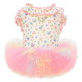 Floral Dog & Cat Dress with Tutu Skirt - Breathable Stretch Pet Clothes for Small Dogs Girl Cats & Puppies Birthday Party Outfit (Pink,Small)