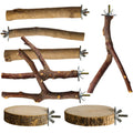 StyEdEk 8 Pack Natural Wood Bird Perches, Parrot Perch Stand Bird Cage Accessories for Budgerigar Cockatiels, Conures, Lovebirds (M)