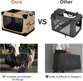 Garnpet 36 Inch Collapsible Soft Dog Crate for Large Dogs, 4-Door Foldable Travel Dog Kennel with Durable Mesh Windows for Indoor & Outdoor Portable Pet Crate, Soft Side Dog Crate, Beige