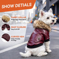 LESYPET Dog Leather Jacket for Small Dogs, Waterproof Dog Winter Jacket Puppy Coat with Fleece Lined, Ultra Warm Fur Col