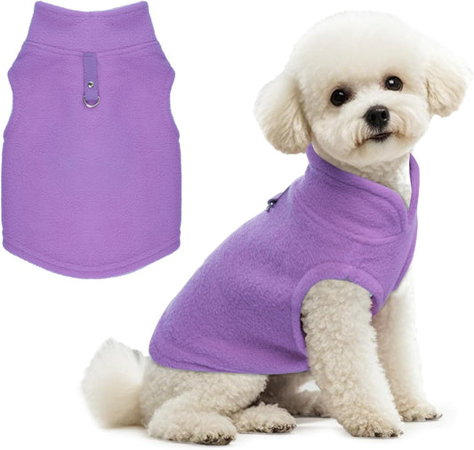 Rbenxia Dog Sweater with Leash Ring Dog Winter Fleece Outfit for Small Dogs