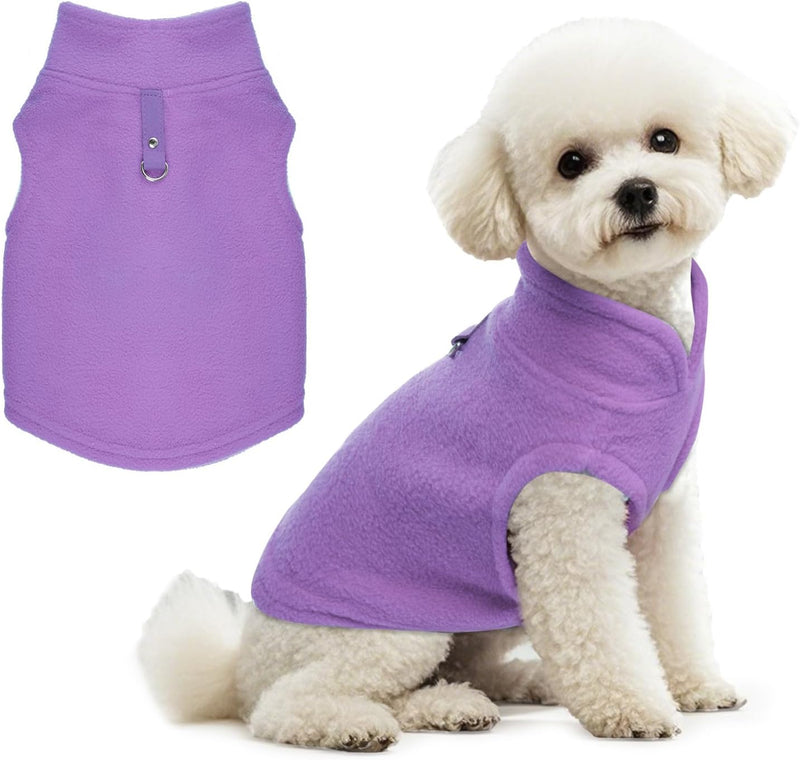 Rbenxia Dog Sweater with Leash Ring Dog Winter Fleece Outfit for Small Dogs