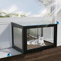 FunXplore Cat Window Box Weatherproof Catio Outdoor Cat Enclosure Perch with Bug-Proof Wire Grid Fits Double Hung Frames 25.4" to 43.3" Wide Sunbathing Napping Overlooking