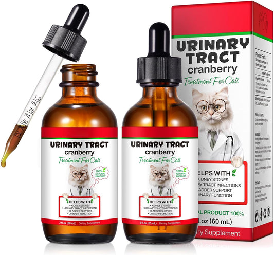 Urinary Tract for Cats, Natural Cat Urinary Tract Infection Treatment Drops Supports Bladder, Kidney Stone, Cat UTI, Cranberry Kidney Bladder Support Supplement, Chicken Flavor - 60ml / 2.02oz-2PCS