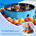Dog Ball Pit with 75 Balls Included,Cat Ball Pit & Dog Pool 2-in-1 for Puppies Small Dogs Cats, Portable Pet Playpen Poo