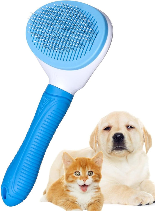 Aogeili Self Cleaning Slicker Brush, Skin Friendly Deshedding Grooming Tool for Dogs, Cats & Bunny, One-Click Release Removes Loose Undercoat, Mats & Tangles, for Long & Short Hair Shedding Pets