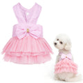 choyaxo Pink Dog Dress Cute Bowknot Tutu Pet Dress Summer Pet Clothe for Puppy Small Cats