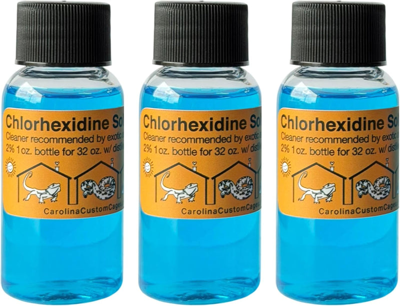 3 Refills of 32 oz Each, Chlorhexidine Solution 2%, Chlorhexidine Cleaning Solution, Chlorhexidine Spray for Reptile Hab