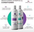 Lillian Ruff Brightening Shampoo & Oatmeal Conditioner Set for Dogs – Safe for Cats - Tear Free Coconut Scent with Aloe for Normal, Dry & Sensitive Skin