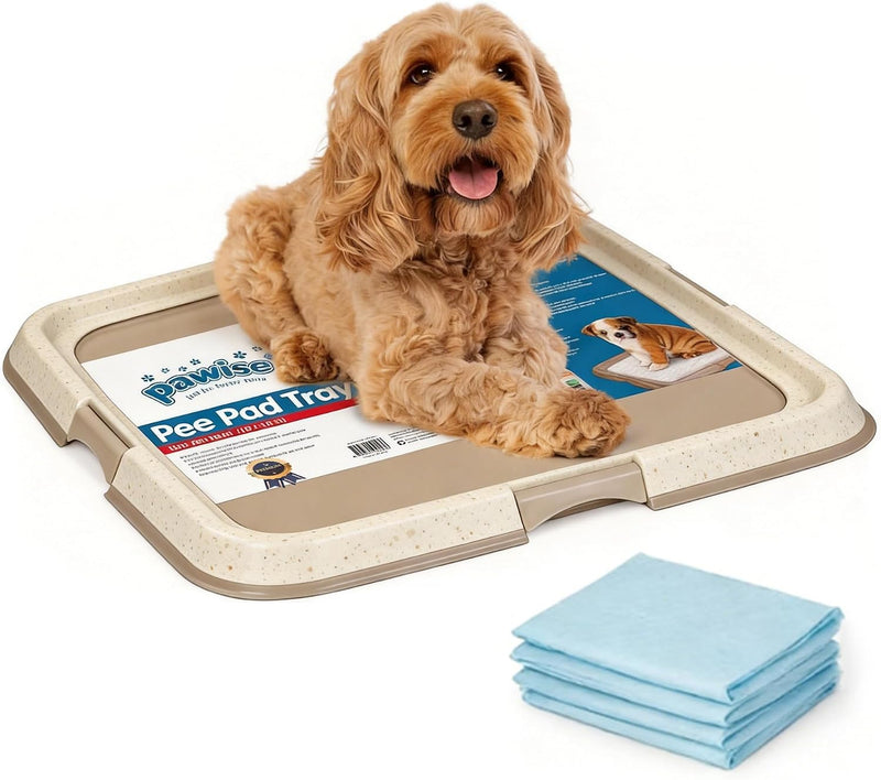 Pawise Dog Pee Pad Holder for Puppy, Puppy Pad Holder Tray with 4 Pee Pads, Pet Training Pee Pad, Indoor Potty Tray for 