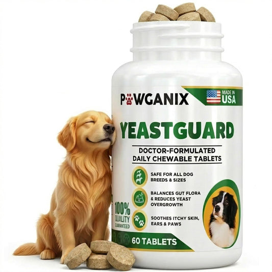 Pawganix YeastGuard – Dog Yeast Infection Treatment & Probiotics (60 Chews) | Itchy Skin, Ear, Paw & Allergy Relief | 2B CFU + Caprylic Acid | Vet-Approved, Made in USA