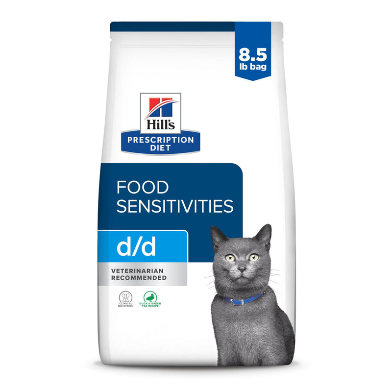 Hill's Prescription Diet d/d Food Sensitivities Duck & Green Pea Formula Dry Cat Food, Veterinary Diet, 8.5 lb. Bag