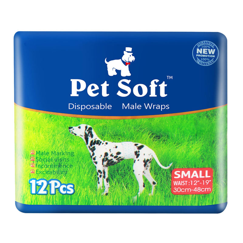Pet Soft Disposable Male Dog Wraps - Dog Diapers for Male Dogs, Puppy Diapers 12pcs Small