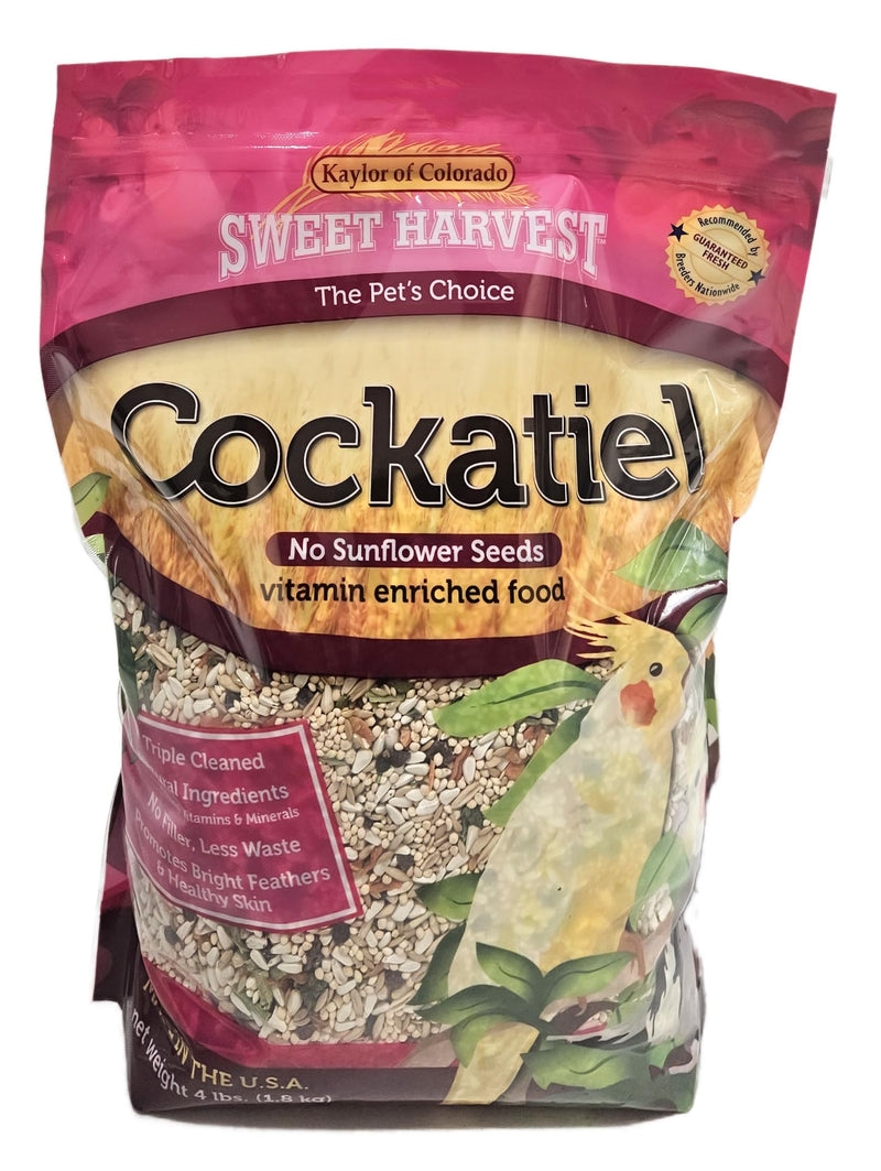 Sweet Harvest Cockatiel Bird Food (No Sunflower Seeds), 4 lbs Bag - Seed Mix for Cockatiels