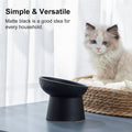 YauYik Raised Cat Bowl Black, Elevated Cat Food Bowls with Tilted Angle, Stress Free, Anti Vomiting, Ceramic Water Bowl for Cats Small Dogs Feeding Dish, 8 Ounces