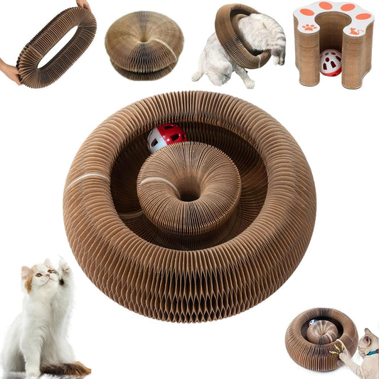Kitty Curls Cat Toy,Magic Organ Cat Toy,Cat Scratcher for Grinding Claw Cardboard Cat Toys,Interactive Scratch Pad with Toy Ball