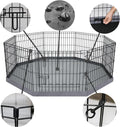 PETIME Foldable Metal Dog Exercise Pen/Pet Puppy Playpen Kennels Yard Fence Indoor/Outdoor 8 Panel 24" W x 24" H with Bottom Pad (with Bottom pad, 8 Panels 24" H)