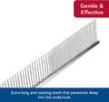 Coastal Pet Safari Dog Grooming Comb for Medium and Coarse Coats - Extra-Long Rotating Teeth - Undercoat Rake for Coarse Coats - 7 1/4"
