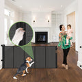 96 Inch Wide Reinforced Retractable Baby Gate with Support Rods, Extra Long Dog Gate Retractable Gate Outdoor Gates for Decks, Prevent Crawling Under Extra Long Baby Gates for Large Openings, Black