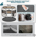 PETSFIT Portable Dog Playpen,36" Dog Play Pen Indoors with Removable Waterproof Mat & Zippered Roof | RV, Camping, Travel Dog Pen | Whelping & Cat Observation Space(36" L x 36" W x 21" H)