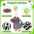 Halloween Porch Goose Outfit Black and White Striped Suit Clothes
