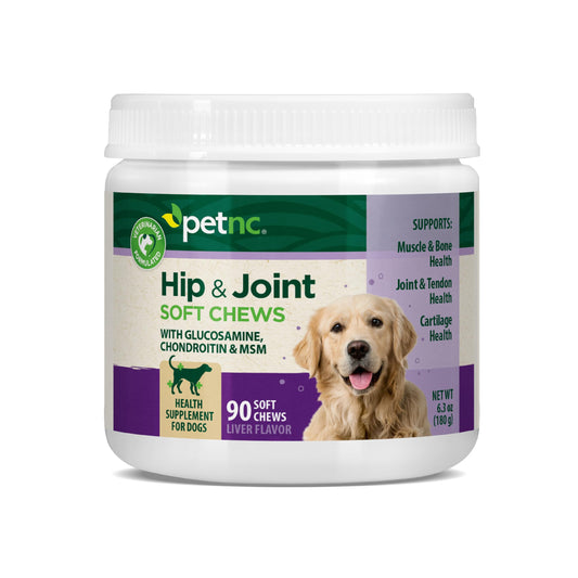 Petnc Hip & Joint Health Supplement for Dogs (90 Chews), Glucosamine Chondroitin MSM Dog Chews with Hyaluronic Acid, Liver Flavored Bone & Joint Support Supplement, For All Breeds