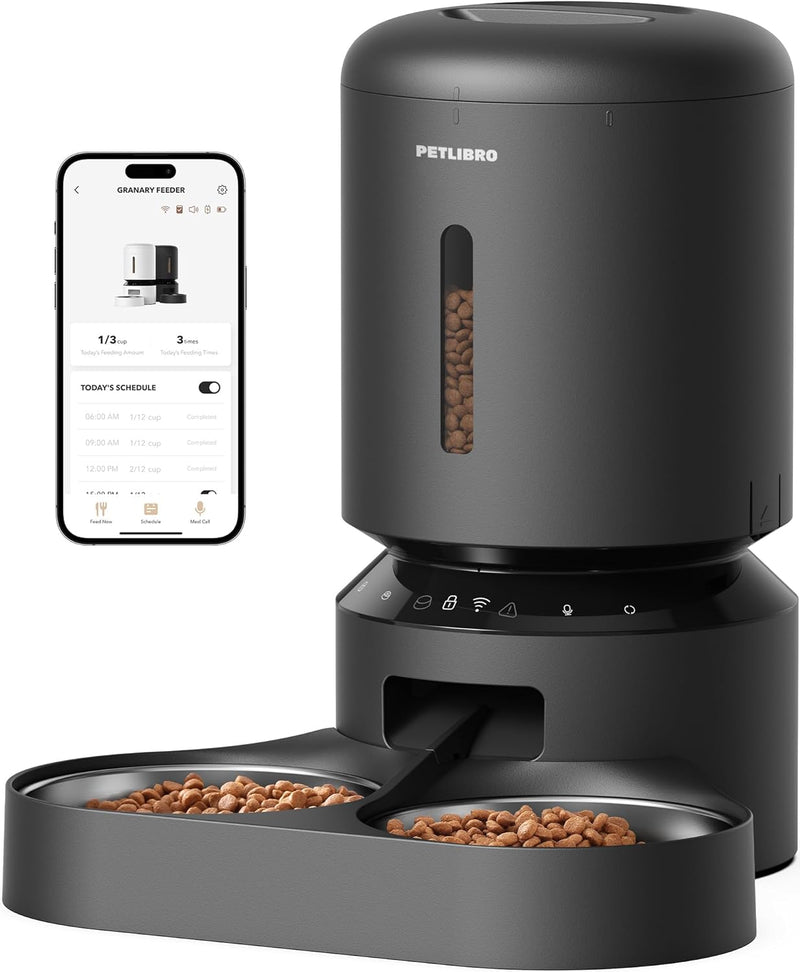 PETLIBRO Automatic Cat Feeder for 2 Cats, 5G&2.4G WiFi Pet Feeders, 5L Programmable Cat Food Dispenser with Airtight Loc