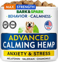 BARK&SPARK Advanced Calming Chews for Dogs - Hemp Chew + Melatonin - Anxiety Relief - Sleep Aid - Relaxing Treats - Stress Relief During Fireworks, Storms, Thunder, Barking