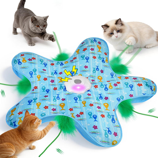 Duckart Interactive Cat Toy - Hide and Seek Automatic Cat Toy with Birdcall, Rechargeable & 3 Speeds, Auto Sleep/Wake Mode Kitten Toys, Safe ABS Material Cat Toys for Bored Indoor Adult Cats