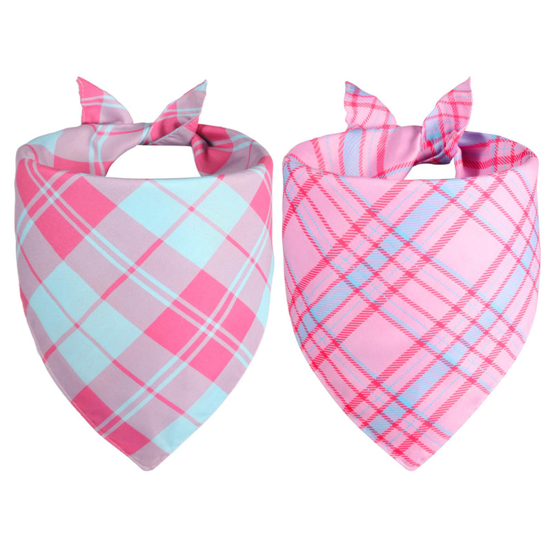 Agroon Pink Dog Bandana Girl Large 2PCS, Summer Spring Scarf, Durable Triangle Reversible Bibs Handkerchief for Puppy Pet