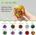 Silkfly 30 Pcs Polyester Film Crinkle Balls Cat Toys 2.36" Interactive Crinkle Ball, Colorful Balls Chew Toy for Cat Chase Ball Toys Attract Cats for Indoor Cats and Kittens to Keep Fit and Active