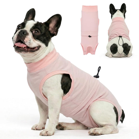 Supet Dog Surgery Recovery Suit for Female & Male Dog, Spay Neuter Dog Cone Alternative Surgical Suit, Post Op Anti Licking Wounds Recovery Onesie for Puppies, Soft Protective Doggie Suit, Pink S