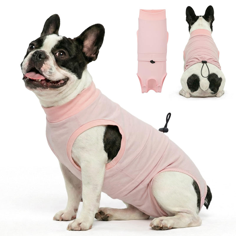 Supet Dog Surgery Recovery Suit for Female & Male Dog, Spay Neuter Dog Cone Alternative Surgical Suit, Post Op Anti Licking Wounds Recovery Onesie for Puppies, Soft Protective Doggie Suit, Pink S
