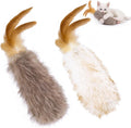 Migipaws 2-Pack Plush Cat Toys with Natural Feather & Catnip, Soft Fluffy Tail & Interactive Hanging Ring for Wand Attac