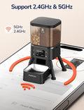 PalNests Dual Chamber Automatic Cat Feeder, Smart WiFi Pet Food Dispenser with 2.4&5G WiFi App, Custom Schedule & Portion Control for Dry Food and Treats, 4L, Black