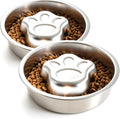 Stainless Steel Slow Feeder Dog Bowls,Slow Food Bowl for Dog & Cat - 1 Cups Capacity,Paw-Shaped Design Pet Food Holder,M