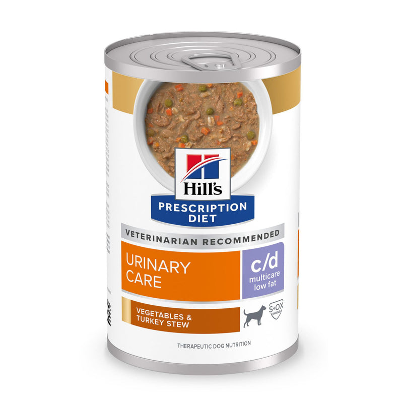 Hill's Prescription Diet c/d Multicare Low Fat Urinary Care Wet Dog Food, Vegetables & Turkey Stew, 12.5 oz. Cans, 12-Pack