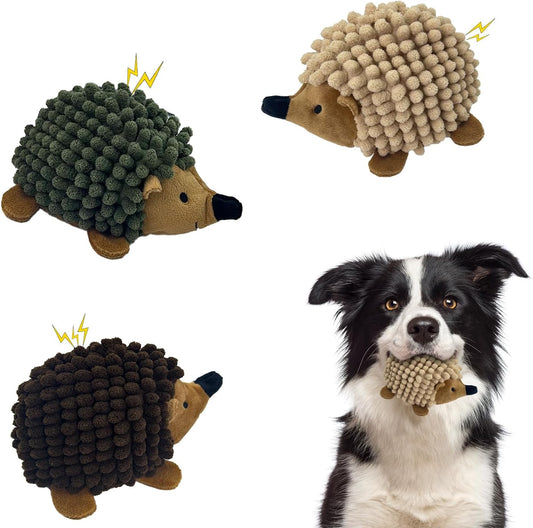 2-in-1 No-Stuffing Hedgehog Dog Toys 3 PCS, Squeaky Ball for Throwing Play