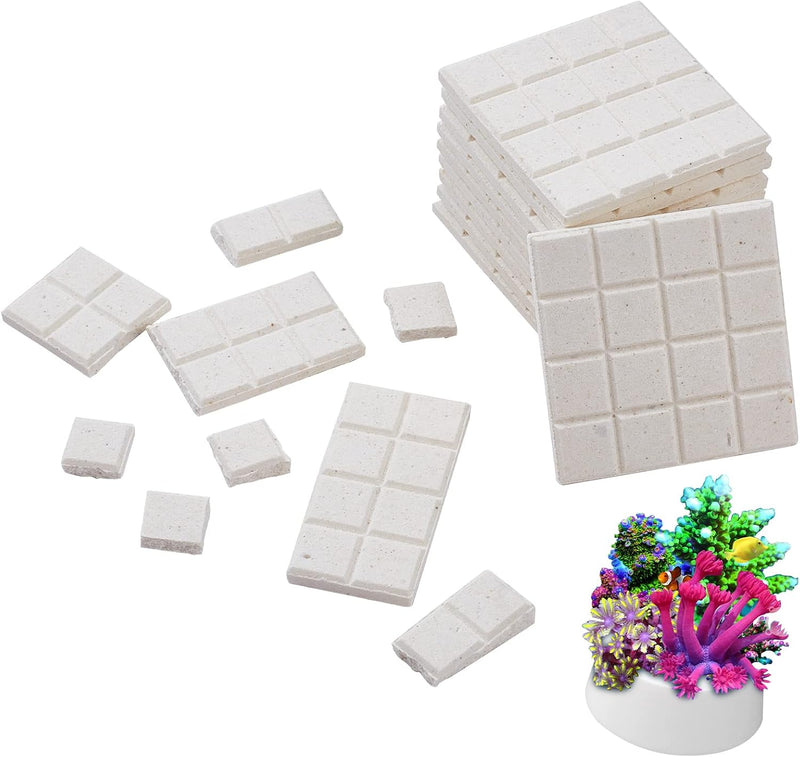 CHGCRAFT 12Pcs Ceramic Coral Frag Tiles Aquarium Coral Rack Support Bracket Aquarium Coral Base Stand Square Base Tiles 