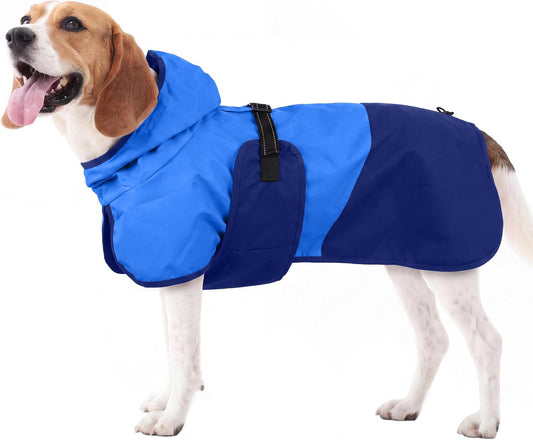 Lelepet Dog Raincoat,Reflective Dog Rain Jacket with Hood,Leash Hole,S-3XL