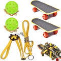 Turtles Playing and Training Toys Set, 1 Adjustable Tortoise Leash 2 Reptile Skateboards 2 Treat Ball, Turtle Fast Skate