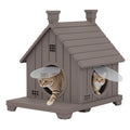 GULAIMOAO Outdoor Cat House Weatherproof, Durable Resin Cat Houses for Outdoor Indoor Cats, Outdoor Cat Enclosure Shelter with Elevated Base, Anti-Slip Pad, Ventilation, Grey