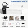 2.7 Gallon Small Fish Tank,Ultra-Clear Rimless Desktop Glass Aquarium Fish Tank Starter Kit with Side Filtration System 
